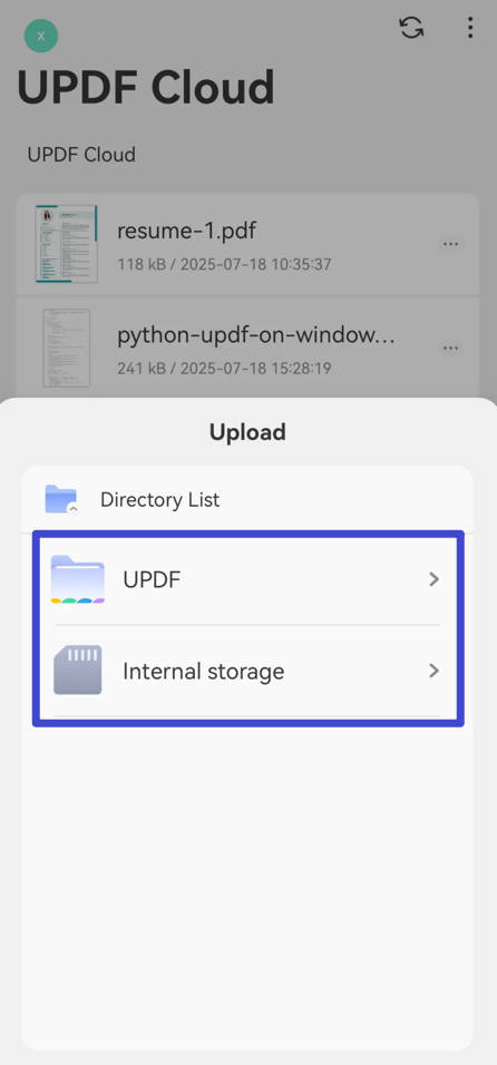sync files android upload 