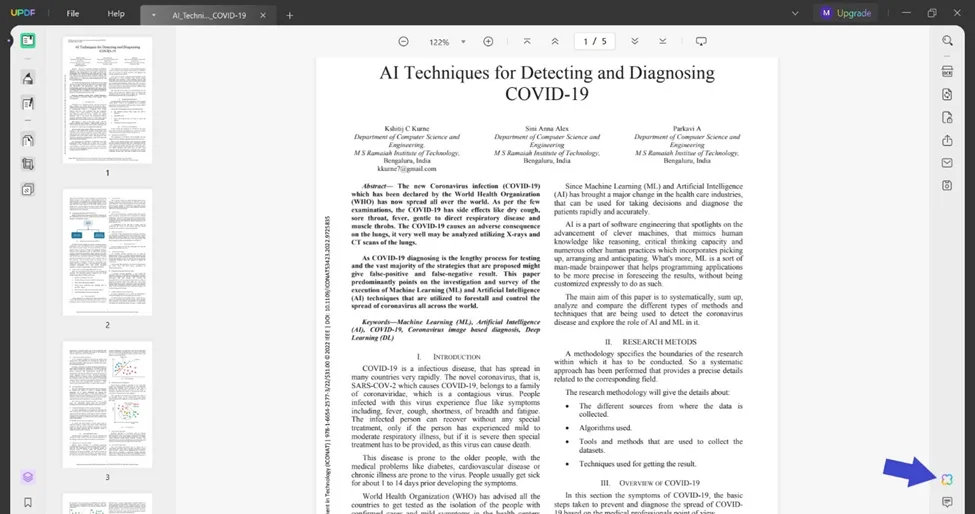 how to summarize a research article updf ai icon