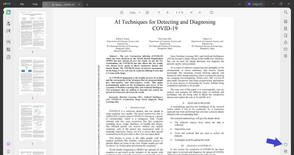 how to summarize a research article updf ai icon