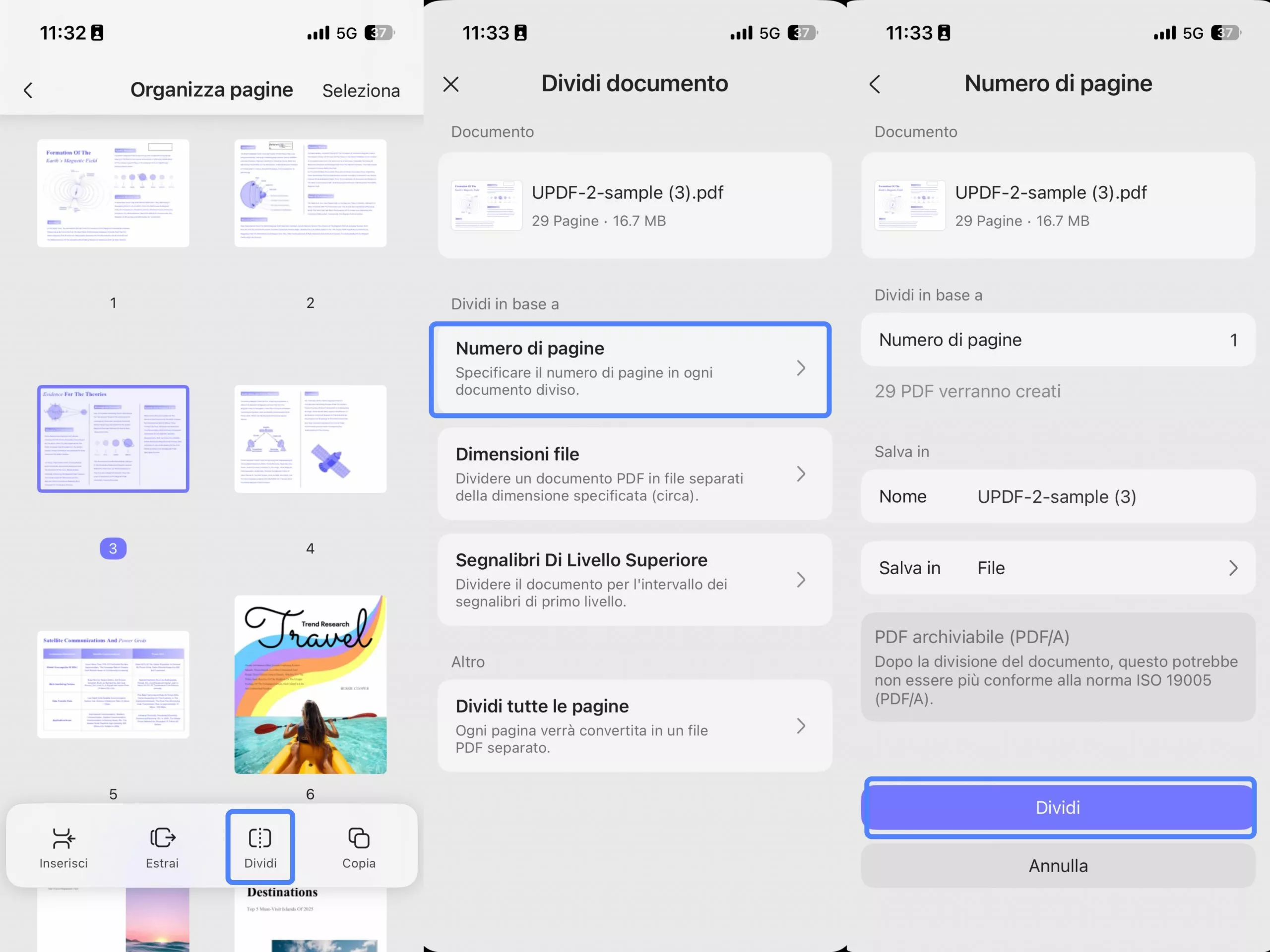 split by pages updf app