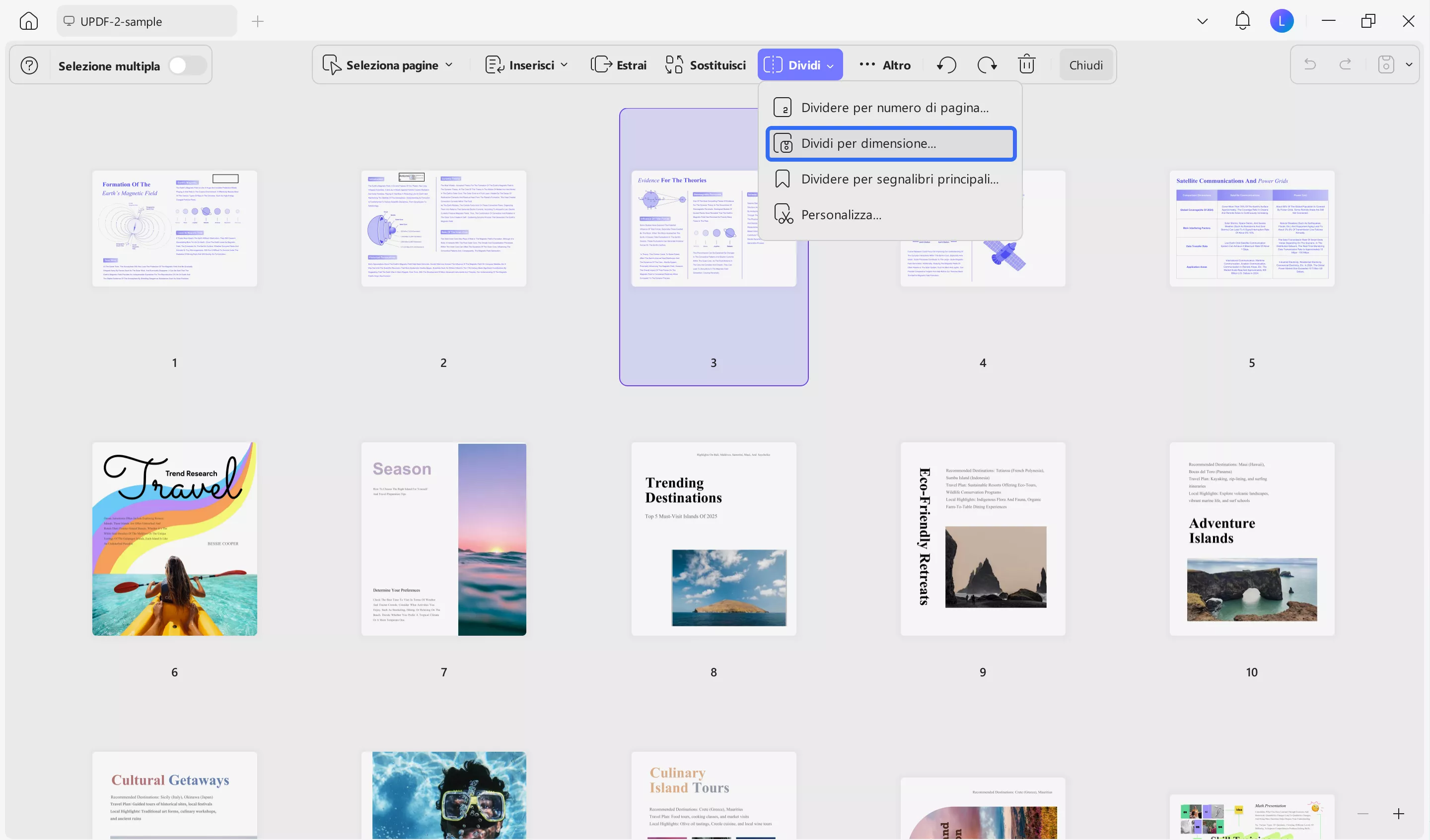 access split by size option