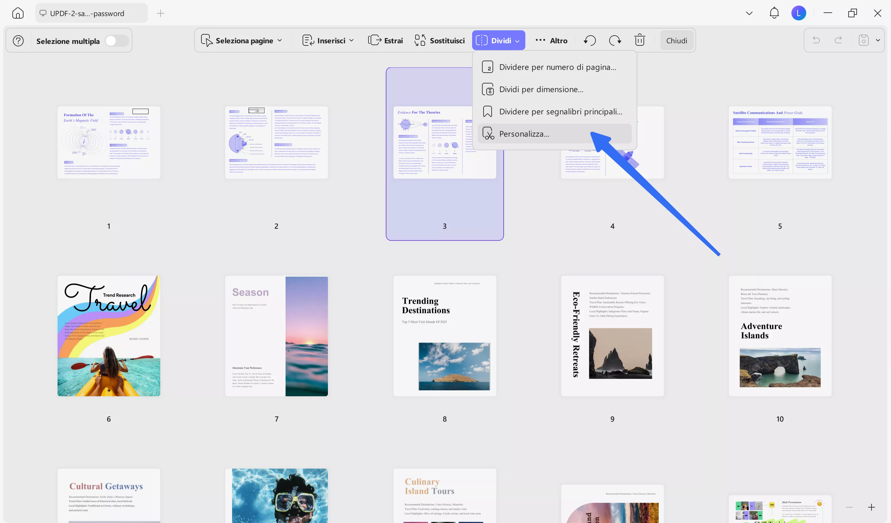 select custom split range feature