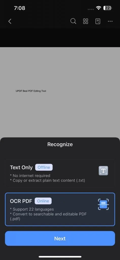 use pdfelement ios recognize feature on iphone