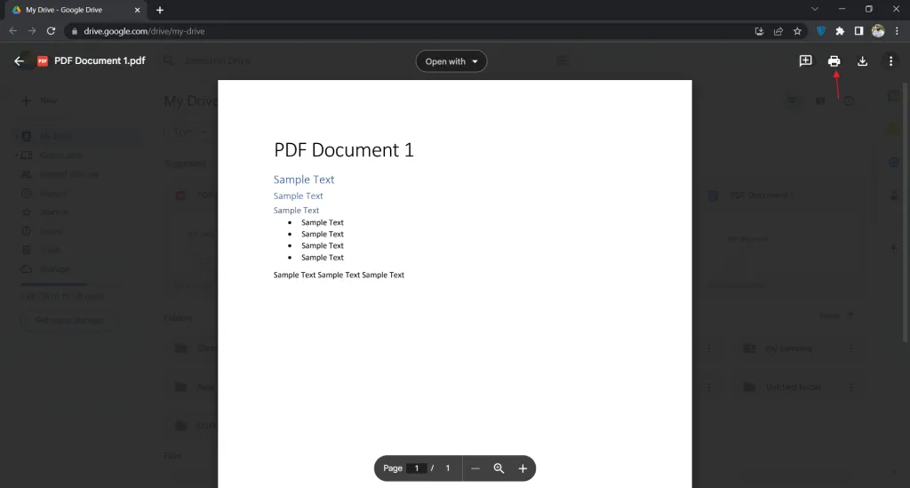 使用 print 在 Google Drive 中啟用 pdf 查看