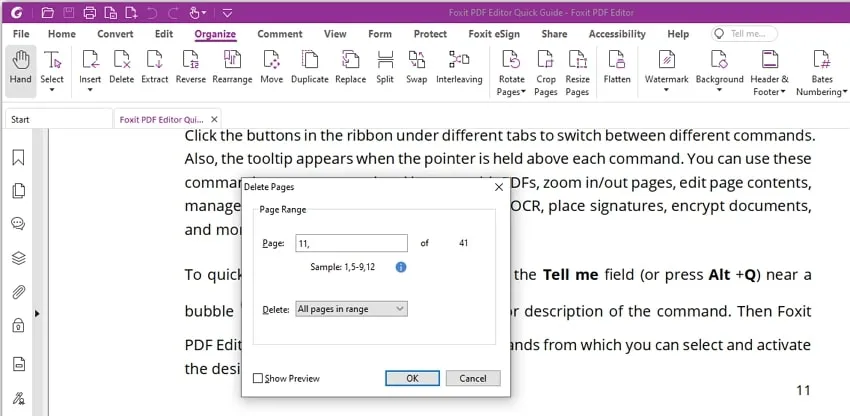 use the delete pages tool in foxit