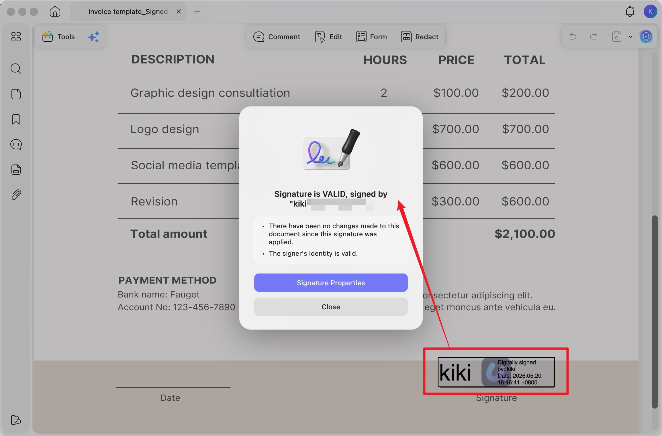 verify the digital signature updf