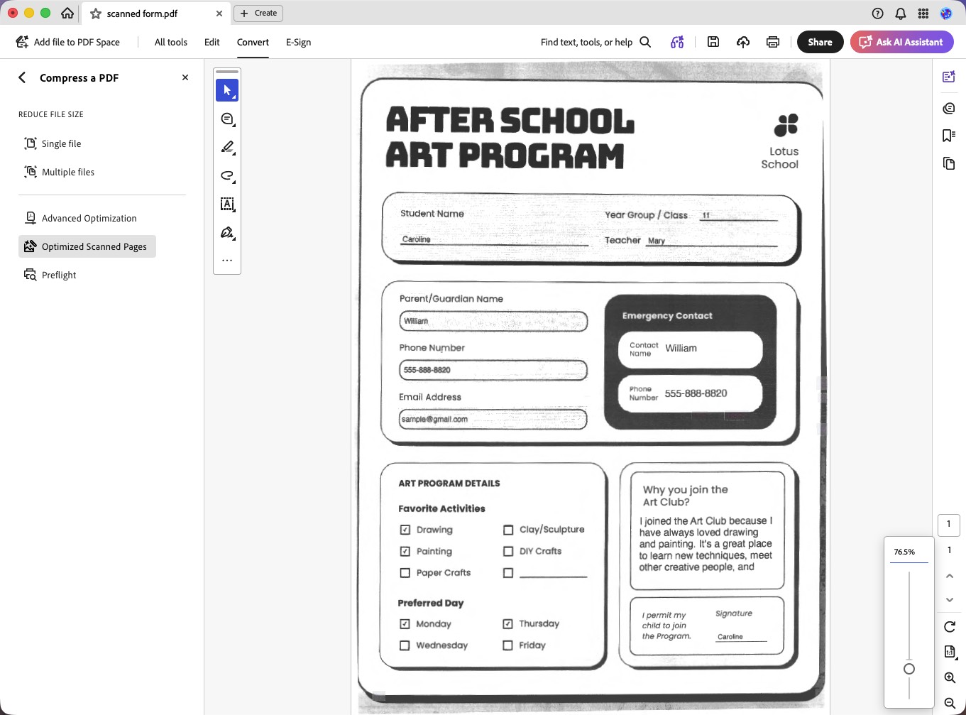 acrobat after enhance scanned pdf operation