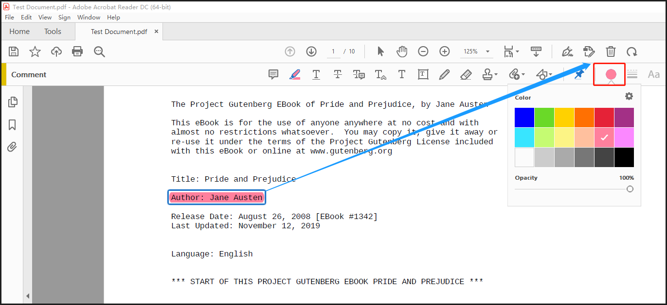 أداة تمييز Adobe Acrobat DC PDF