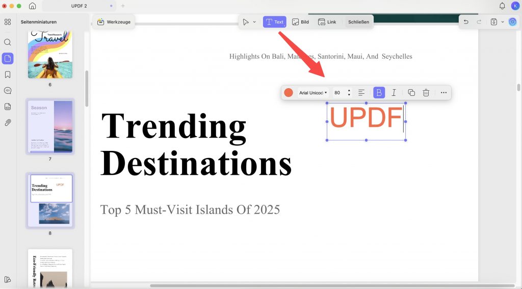 PDF Text auf Mac bearbeiten mit UPDF