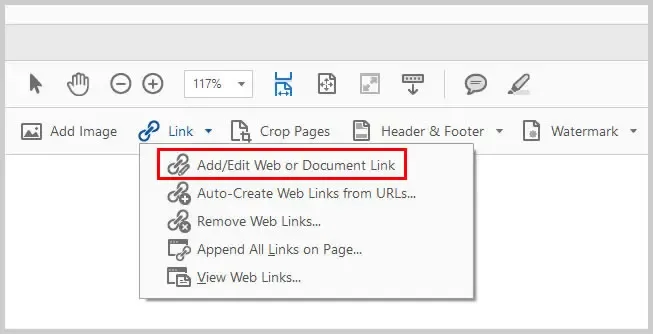 Acrobat PDF link editor