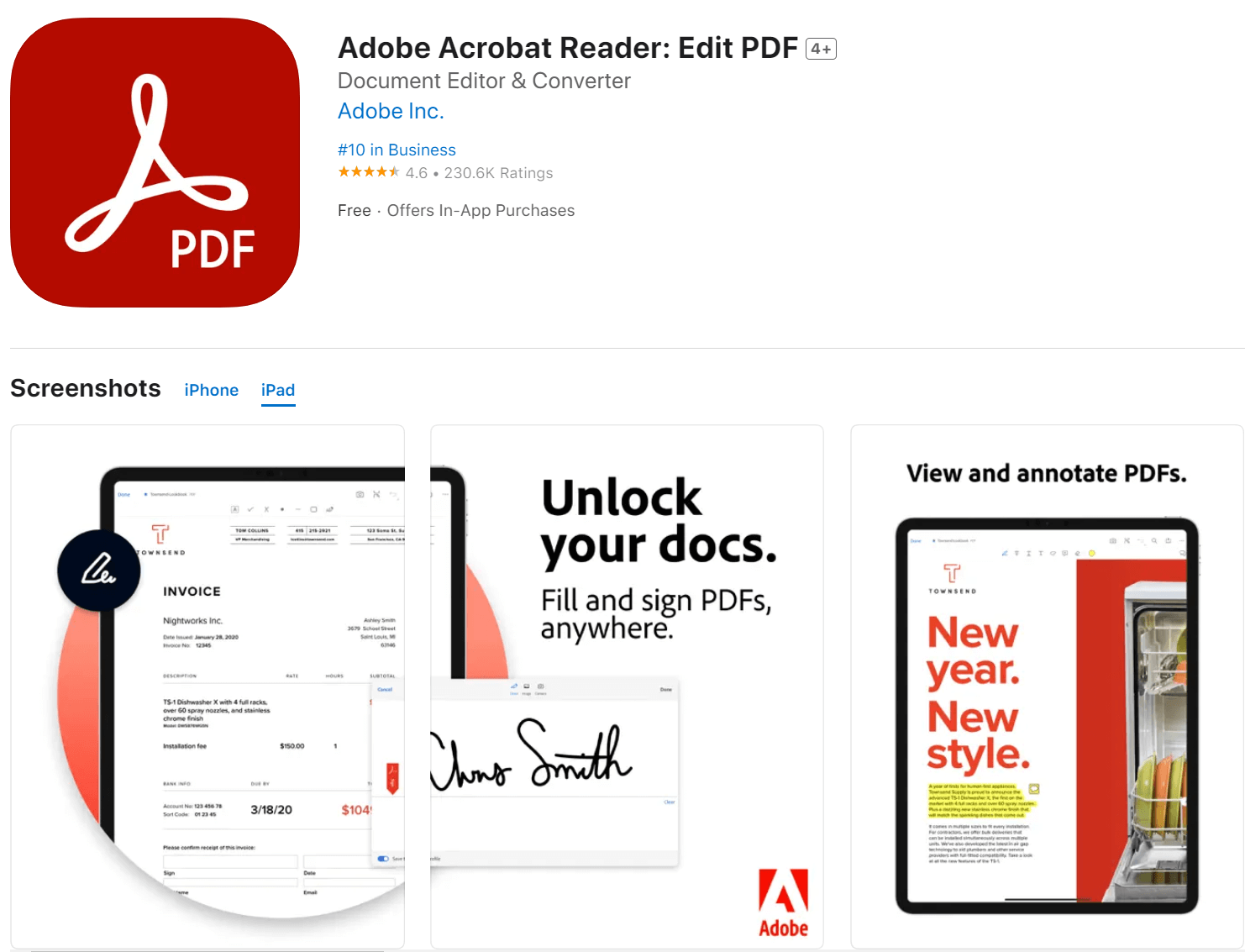 PDF-Viewer iPad Adobe Acrobat Reader für iPad