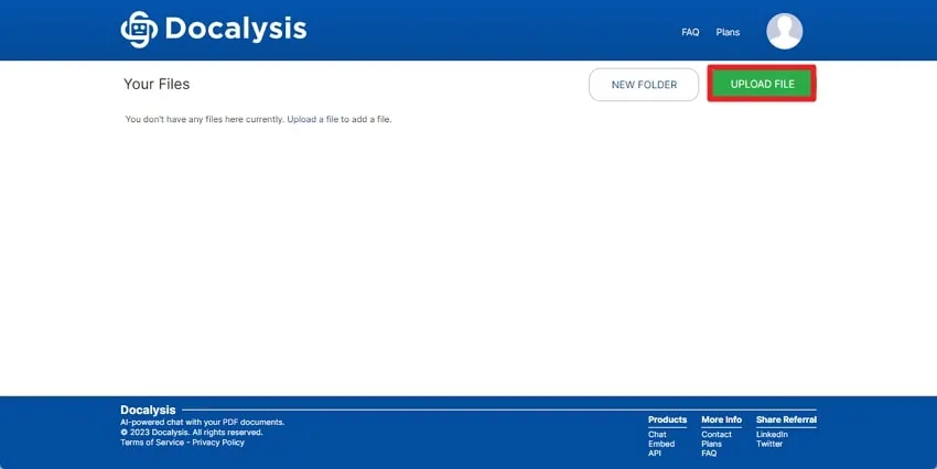 analyze pdf upload the pdf document in docalysis