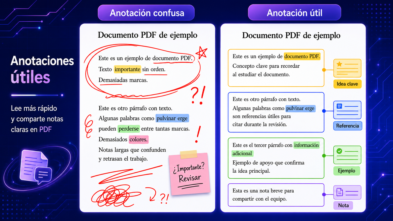 contraste entre anotación útil e inútil anotación útil para leer mejor retener más información