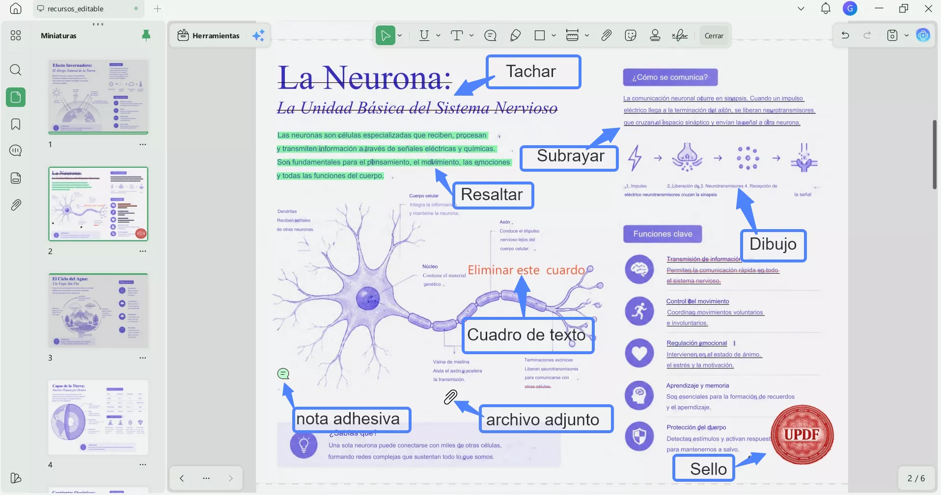 características de updf para anotar pdf todas las funciones necesarias