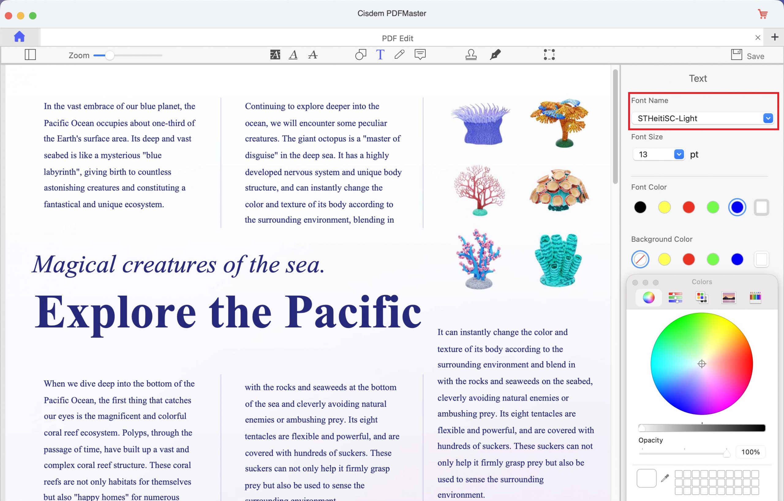 cisdem pdfmaster change font