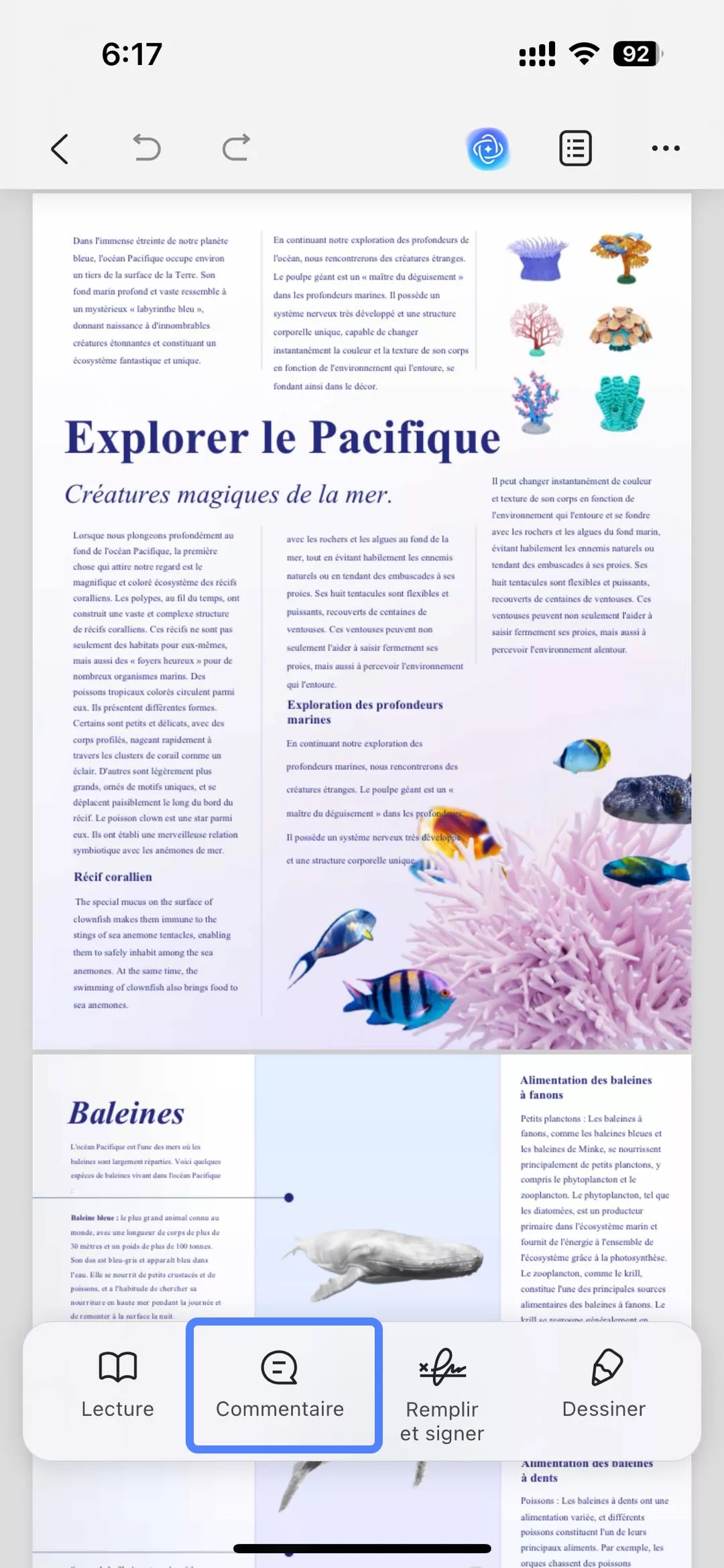 sélectionner un commentaire ios