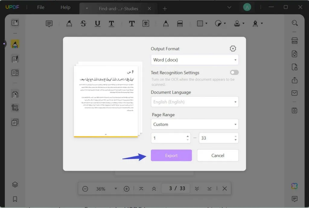 Copier un PDF vers Word avec la fonction d'exportation de PDF