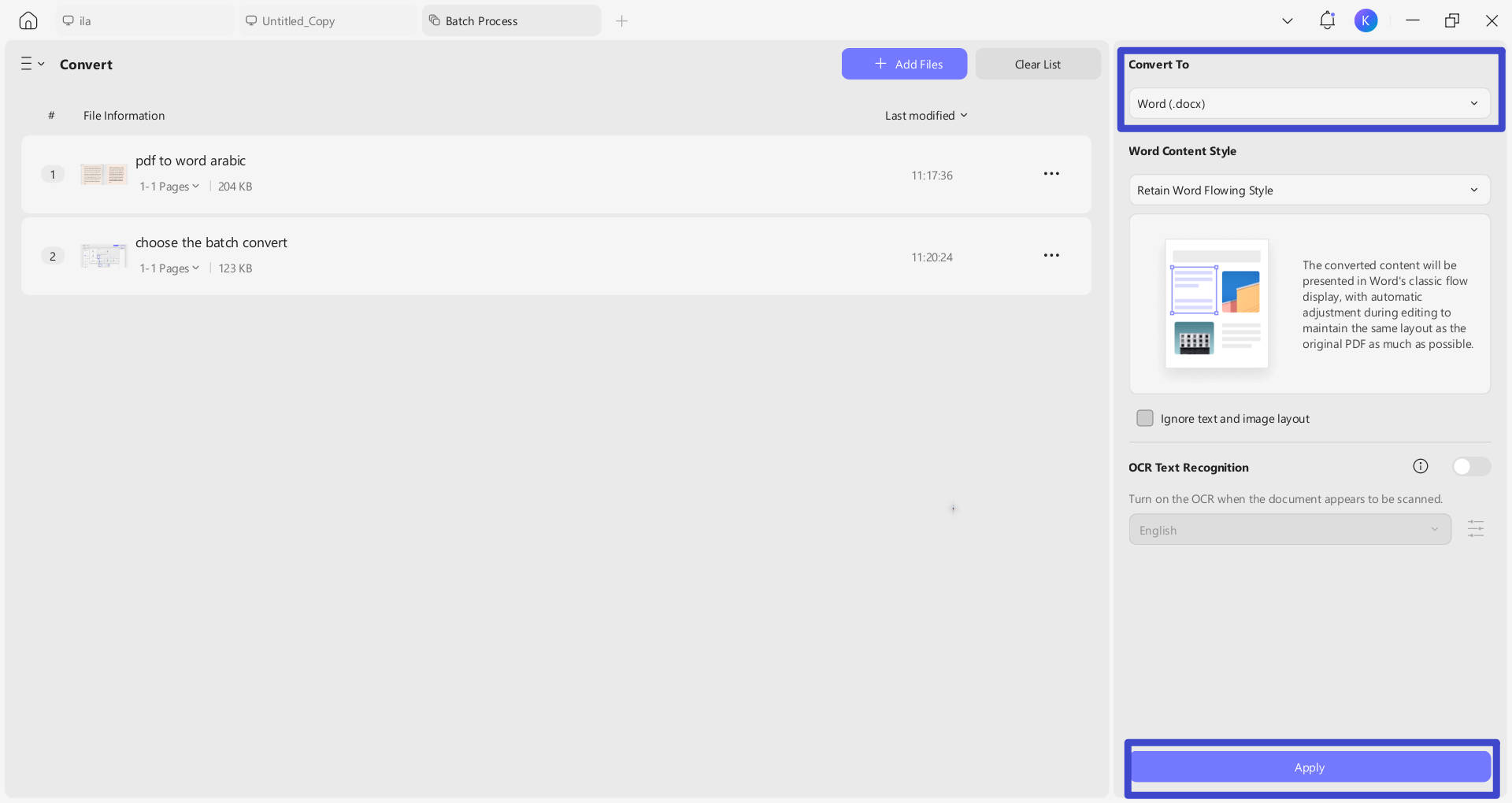 add files to batch convert