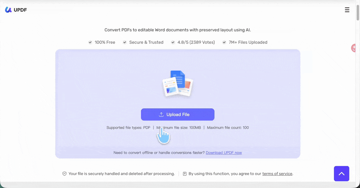 convert arabic pdf to word online with updf