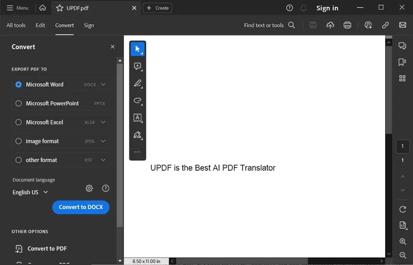 Convertisseur de PDF en JPG, Adobe Acrobat