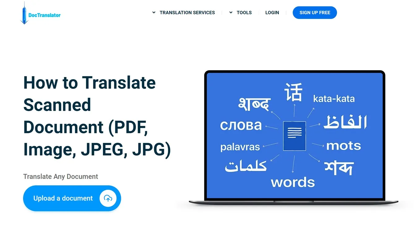 Traduire un PDF scanné en ligne avec Doctranslator