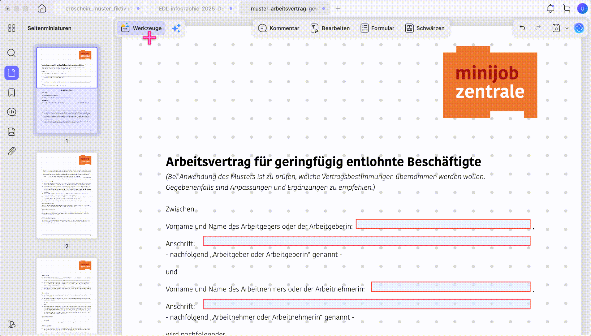 Hintergrund bearbeiten