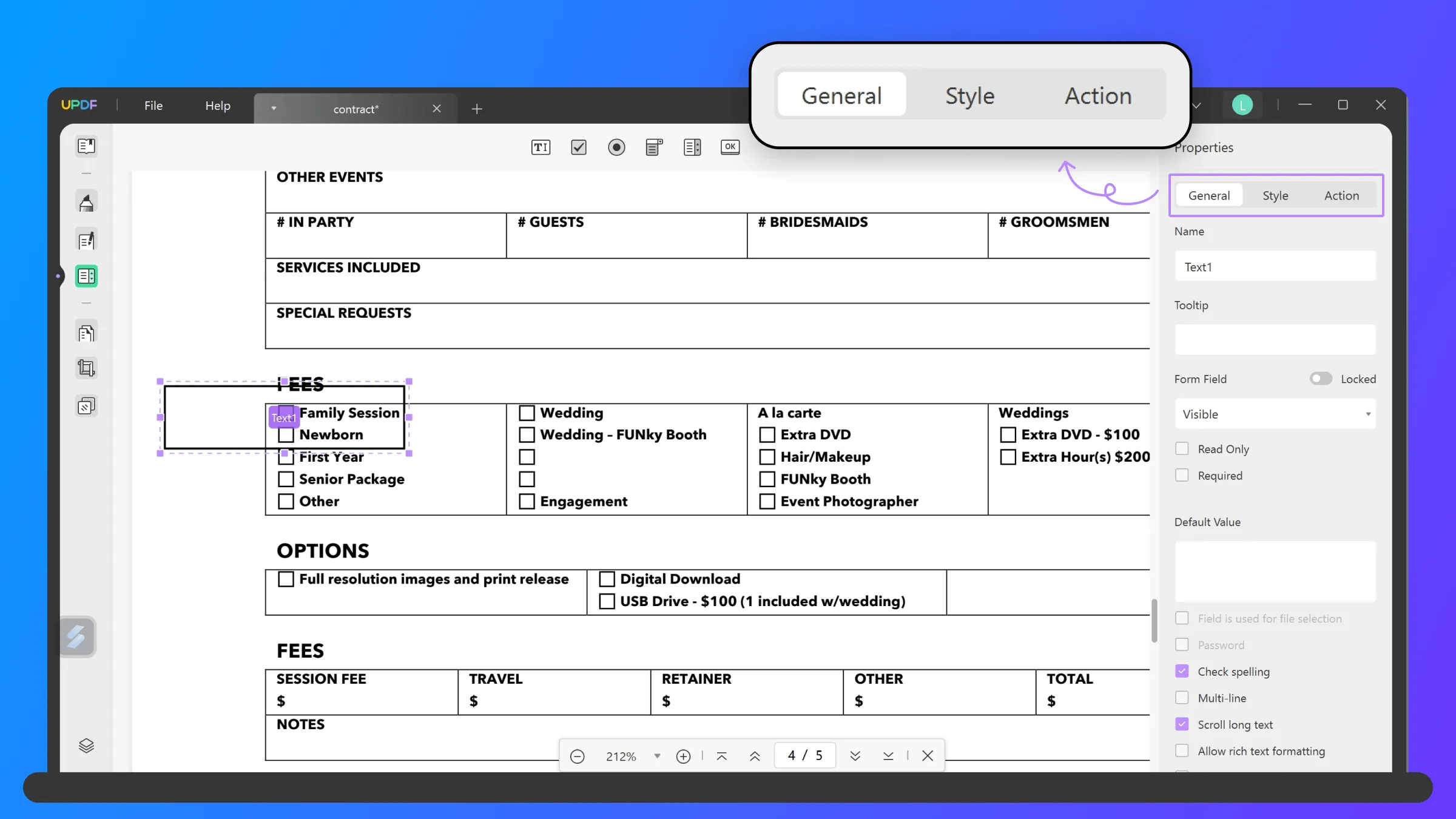 Edit PDF form