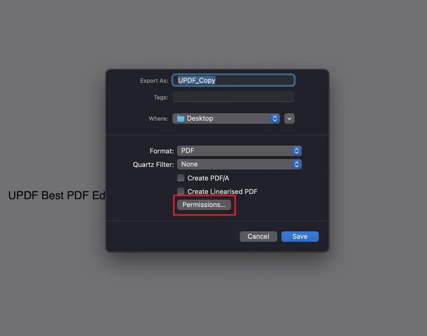 password protect pdf preview  click on permissions button in preveiw