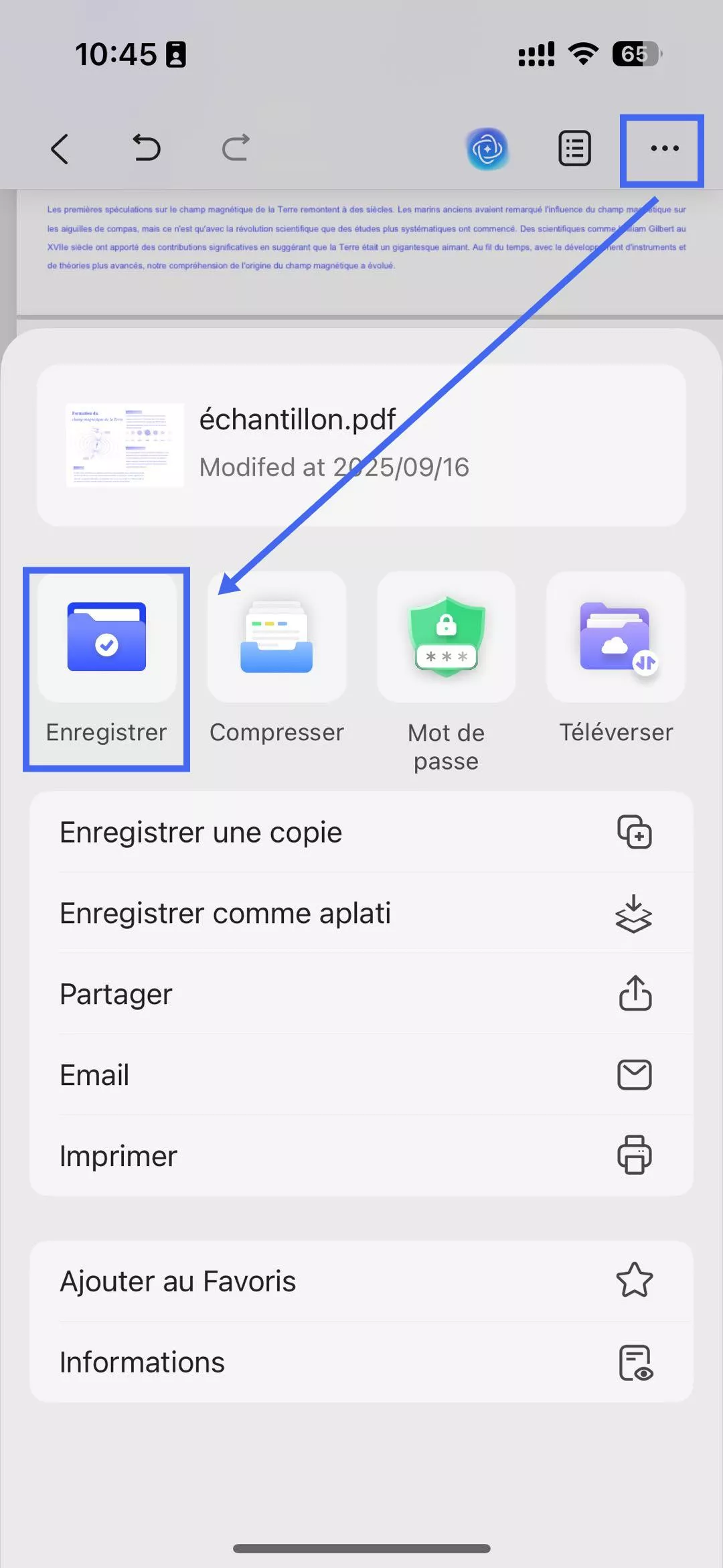 enregistrer les modifications ios