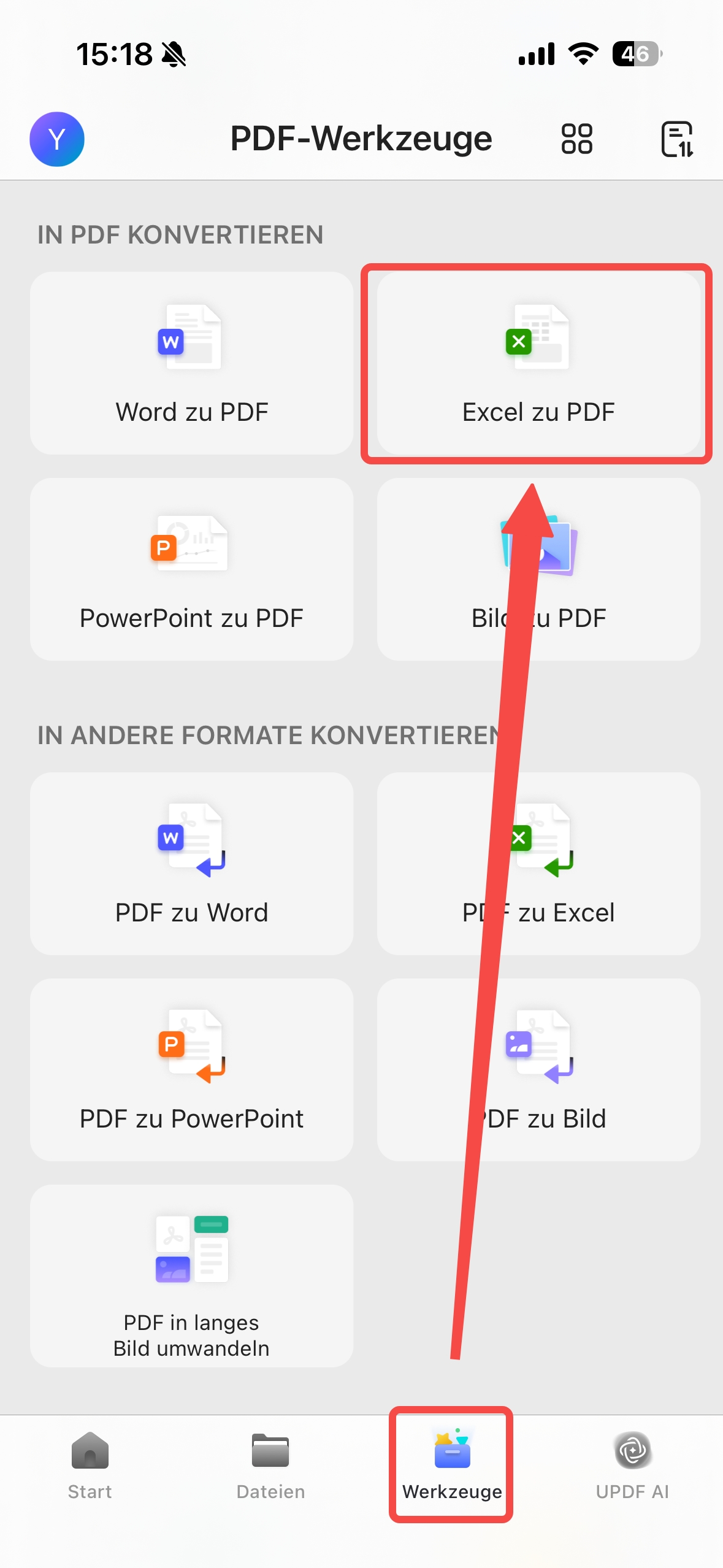 Excel in PDF umwandeln auf iPhone