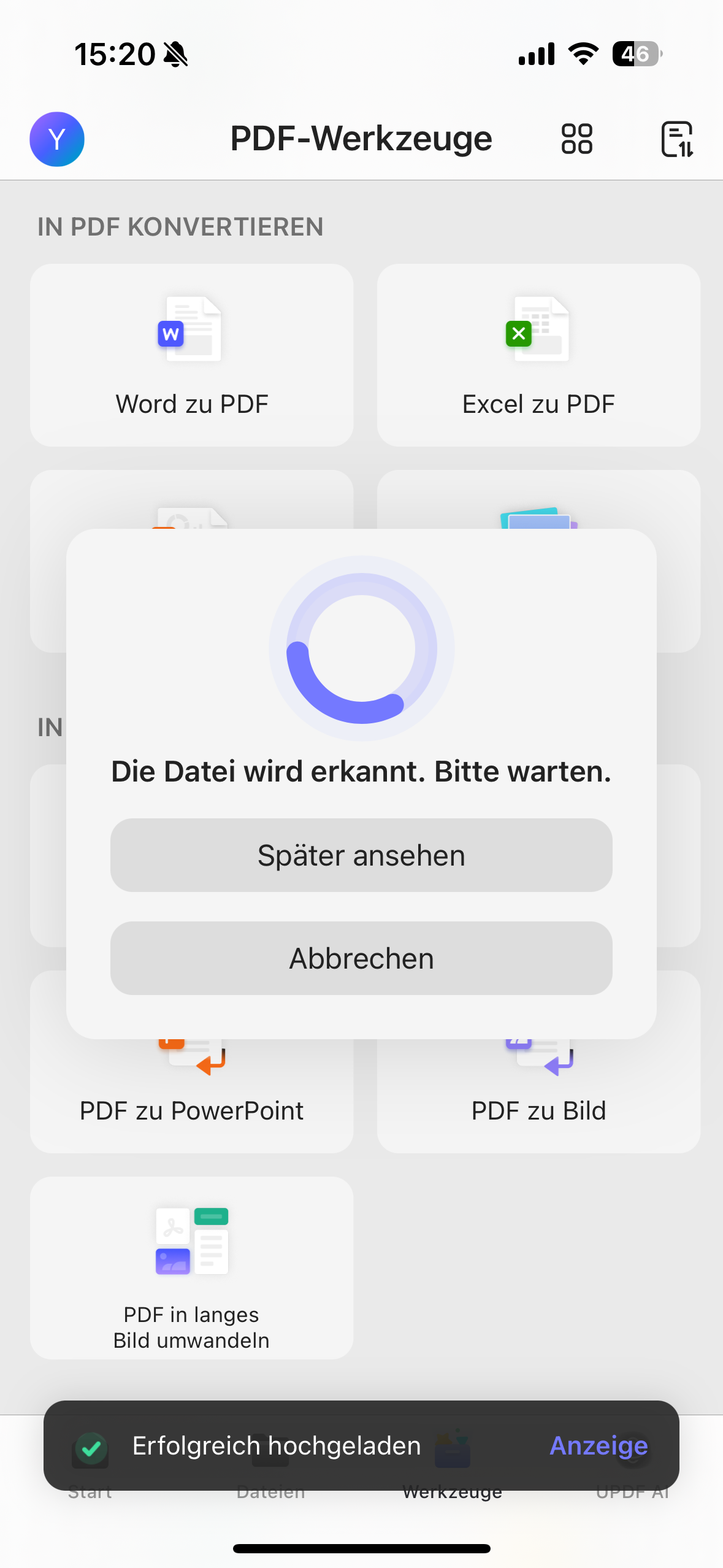 Excel in PDF umwandeln auf iPhone