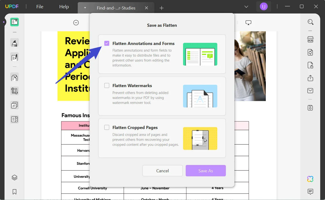 Flatten Annotations and Forms in UPDF