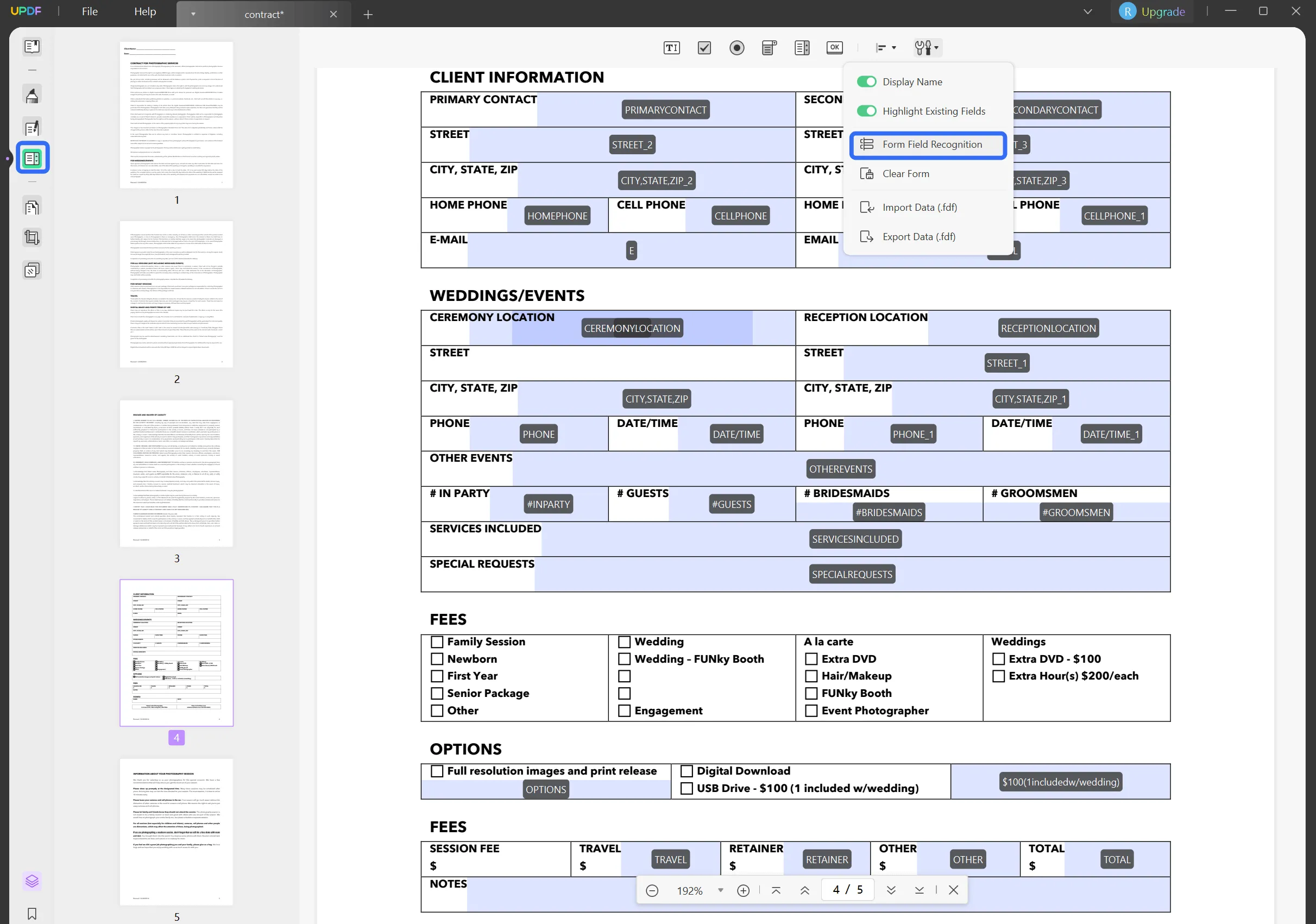 create a pdf form