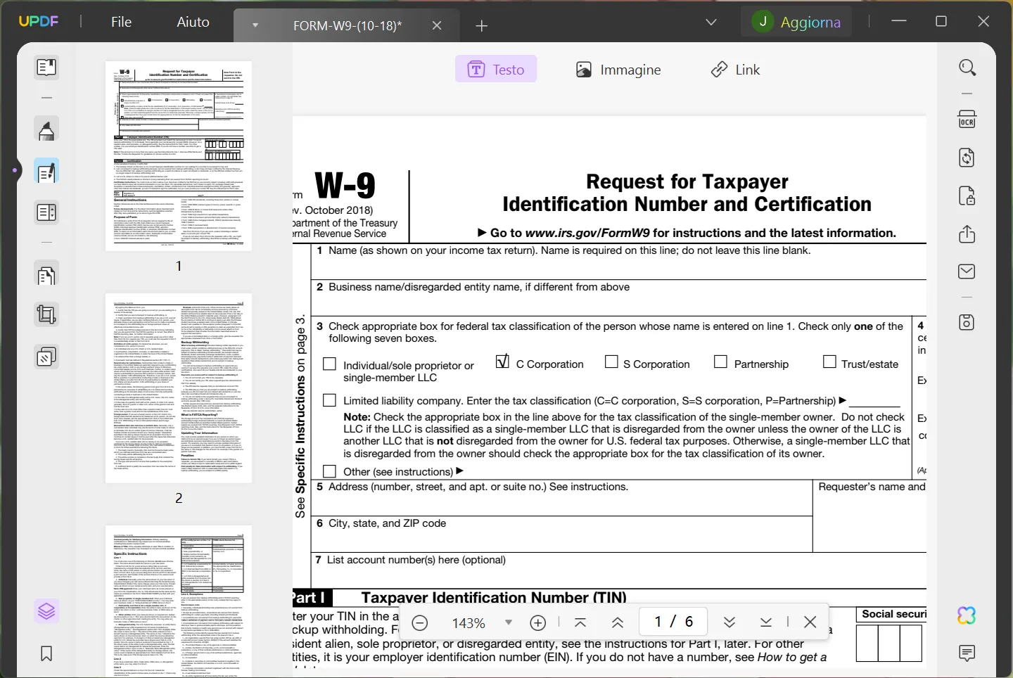 compilare un modulo W-9