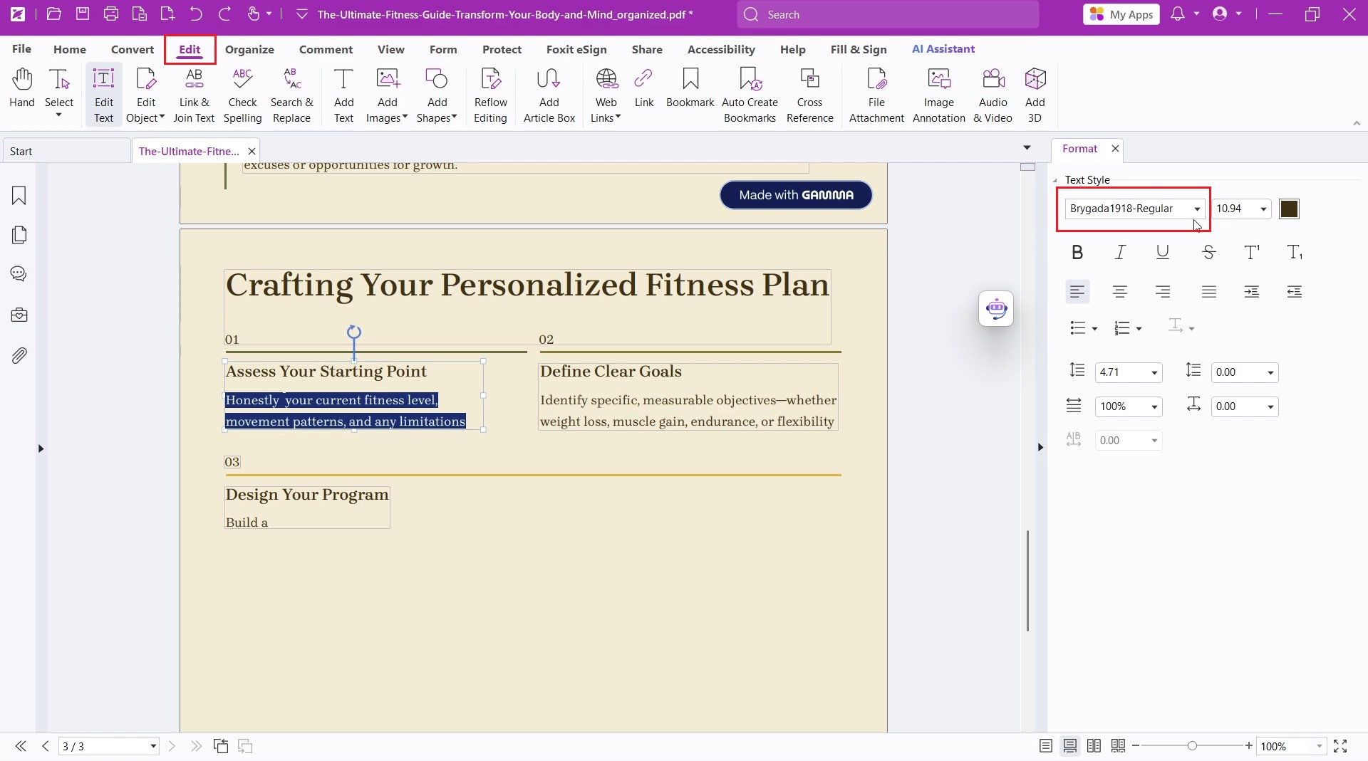 foxit pdf editor change font