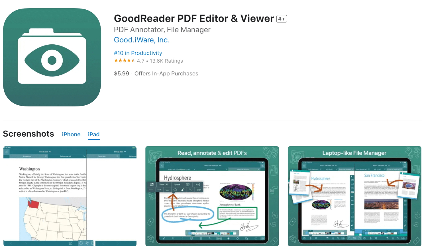 PDF-Viewer iPad GoodReader für iPad