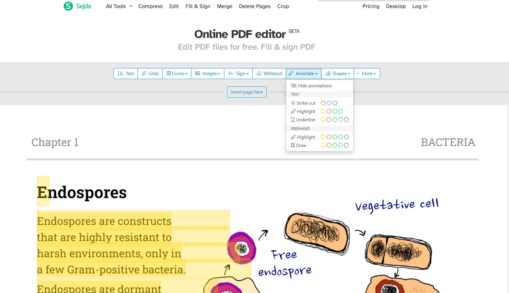 sejda online pdf highlighter