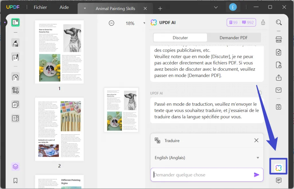 traduire le pdf avec AI