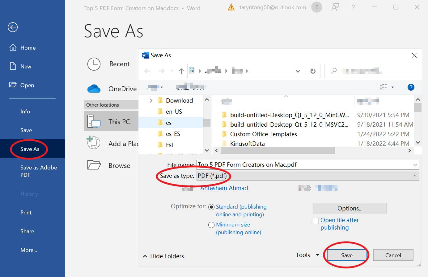 Word direkt als PDF speichern (Microsoft Word)