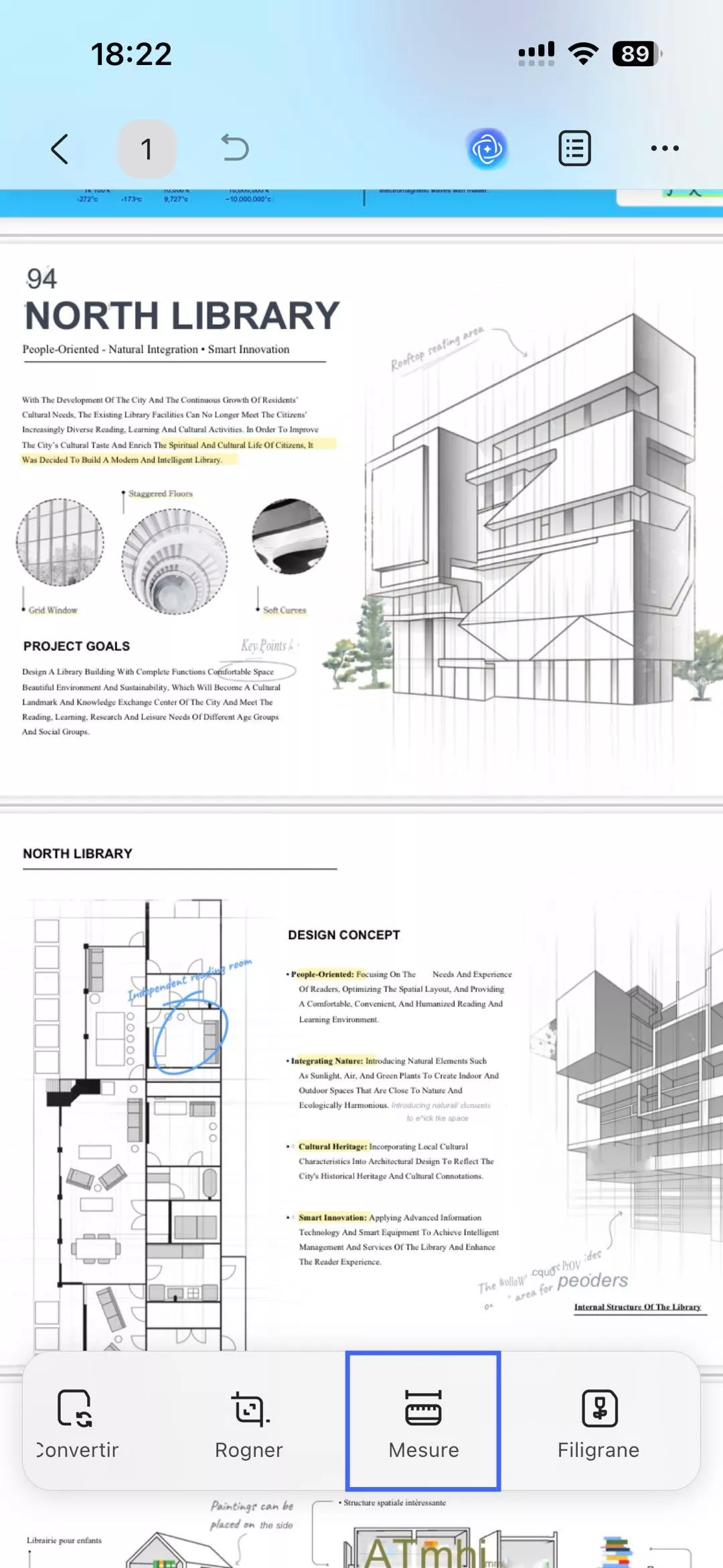 Cliquez sur la mesure sur updf ios