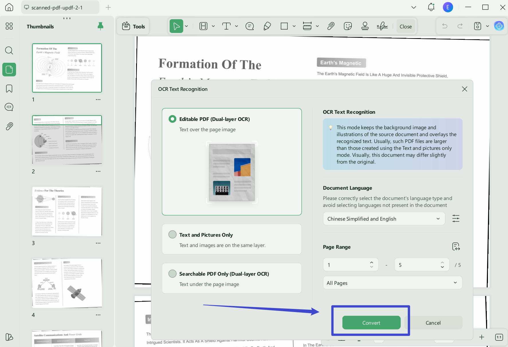 perform ocr to translate scanned english pdf to indonesia updf