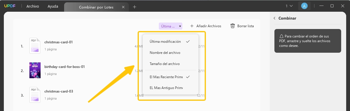 ordenar archivos