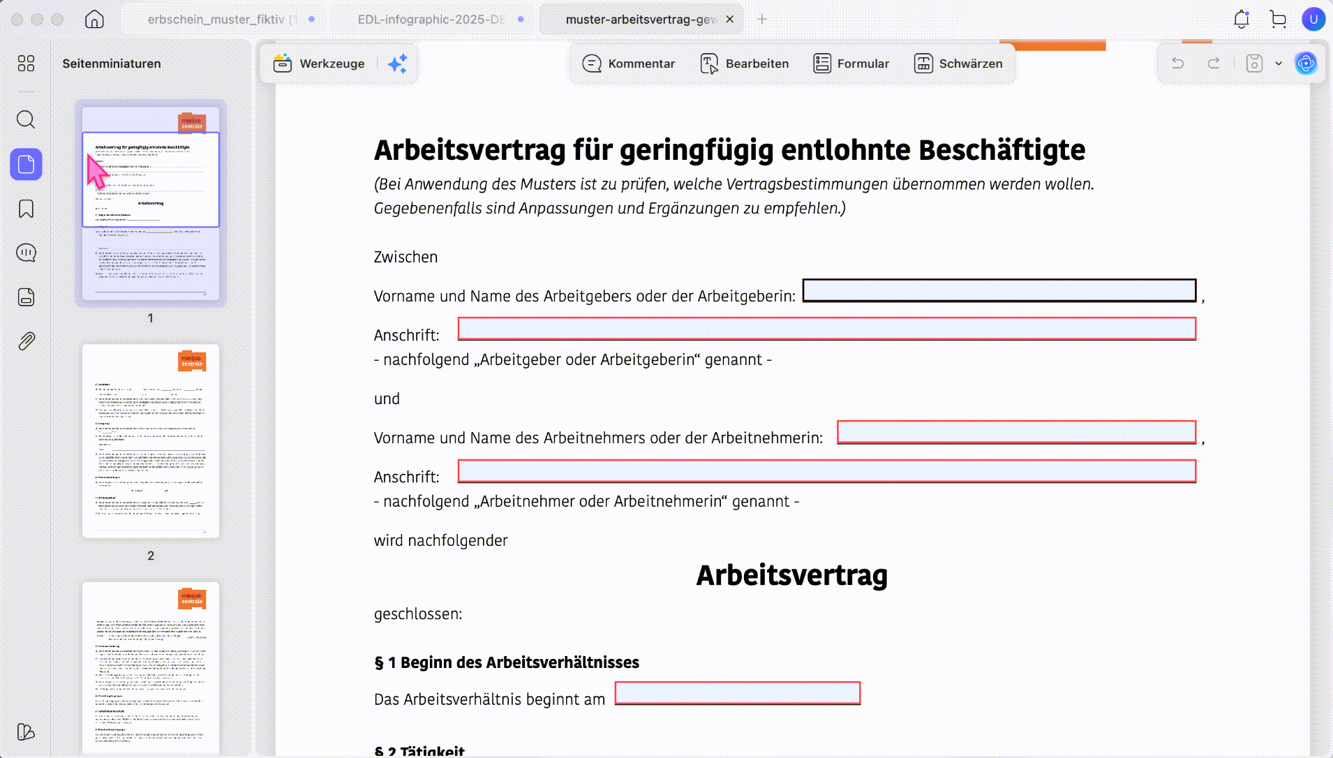 Seiten in PDF auf Mac bearbeiten
