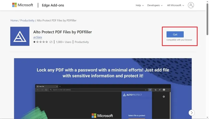 password protect pdf windows press the get button microsoft edge
