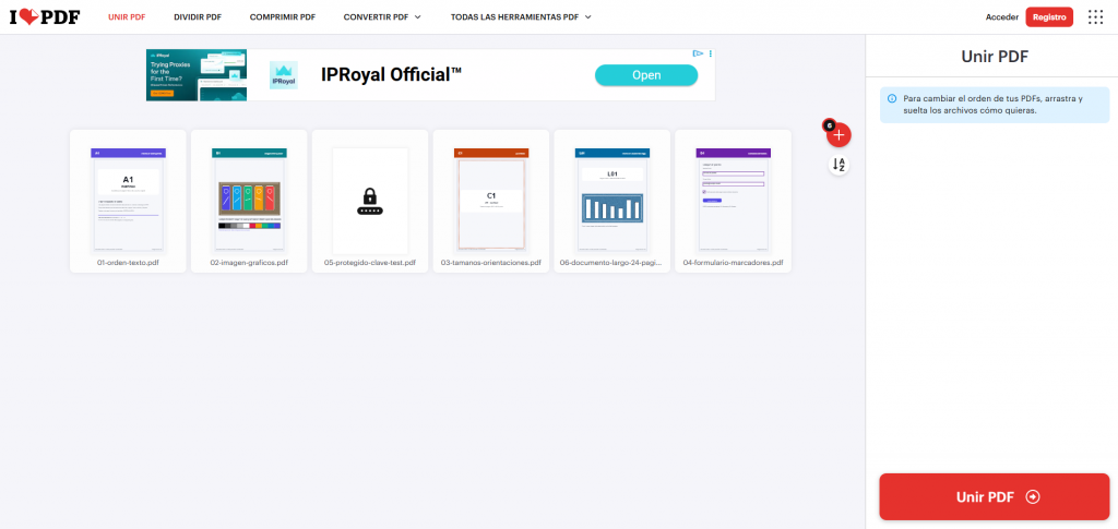 programas para unir pdf IIovepdf