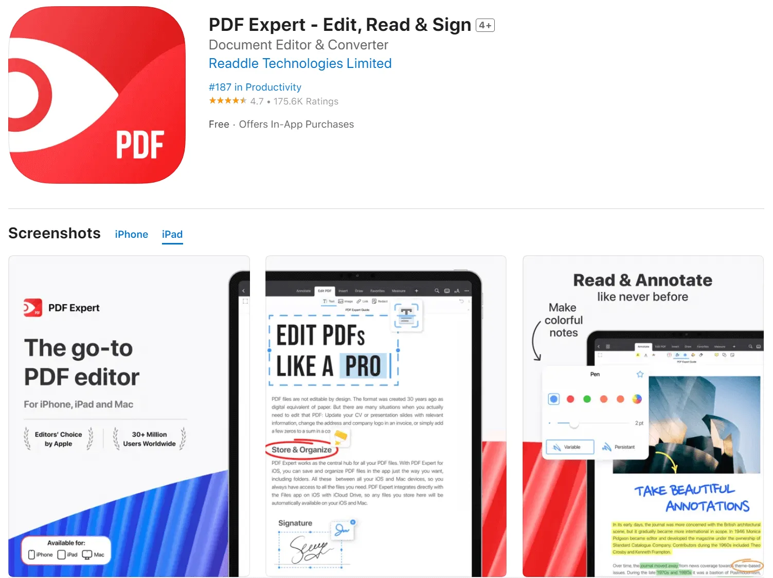 عارض pdf للايباد pdf Expert للايباد