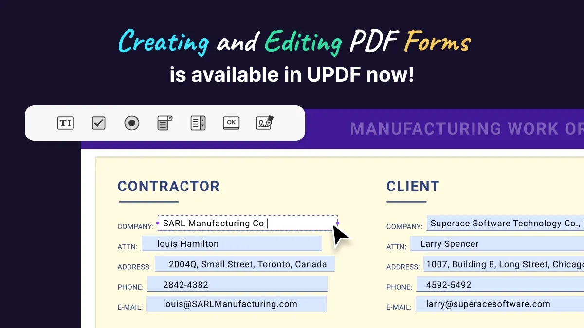 pdf form creation in updf