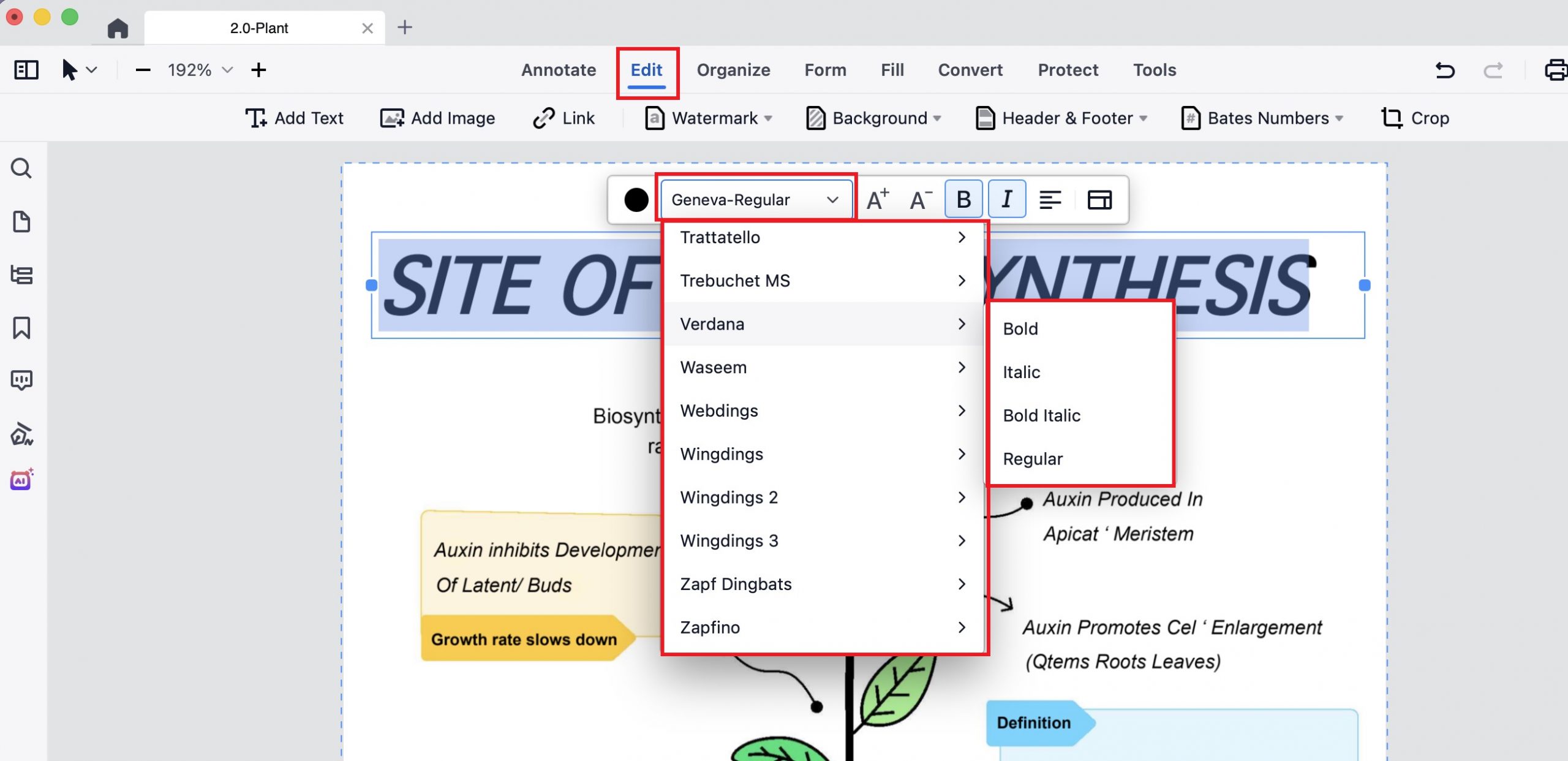 pdf reader pro change font