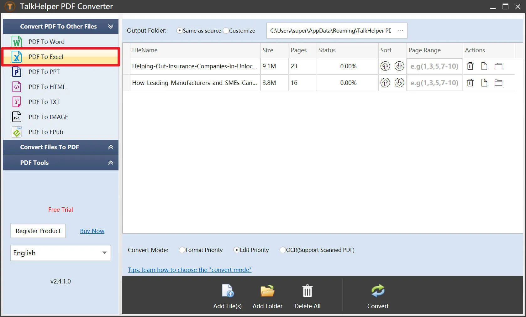 使用 talkelper pdf 轉換器將 pdf 匯出到 excel