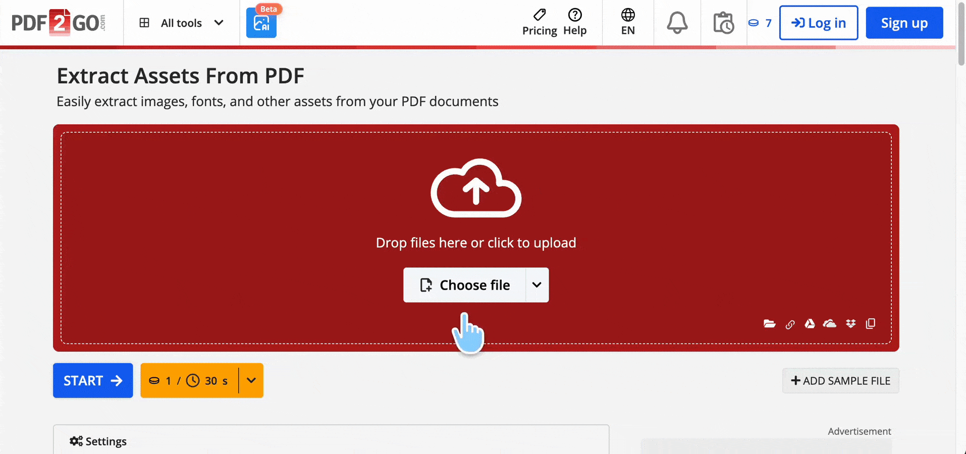 pdf2go extract assets from pdf